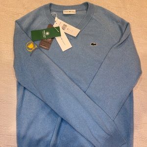 Lacoste cashmere light blue vneck sweater Lacoste Sport NWT size small